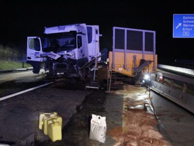 Große Mengen auslaufender Diesel nach LKW-Unfall auf A7