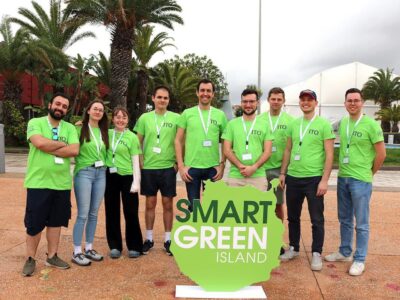 Die THWS-Delegation auf Gran Canaria (v. li.): Khader Karkar, Emma Keidel, Marie Gebert, Julius Lahaye, Prof. Dr.-Ing. Jörg Missbach, Fabian Englert, Johannes Bauer, Boas Lex und Jan Schmidt (Foto: THWS/Jörg Missbach)