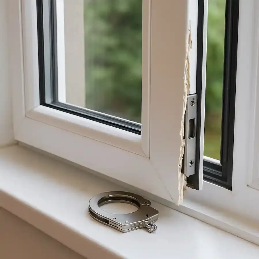 Symbolbild Einbruch – aufgebrochenes Fenster mit sichtbaren Hebelspuren in Bad Königshofen