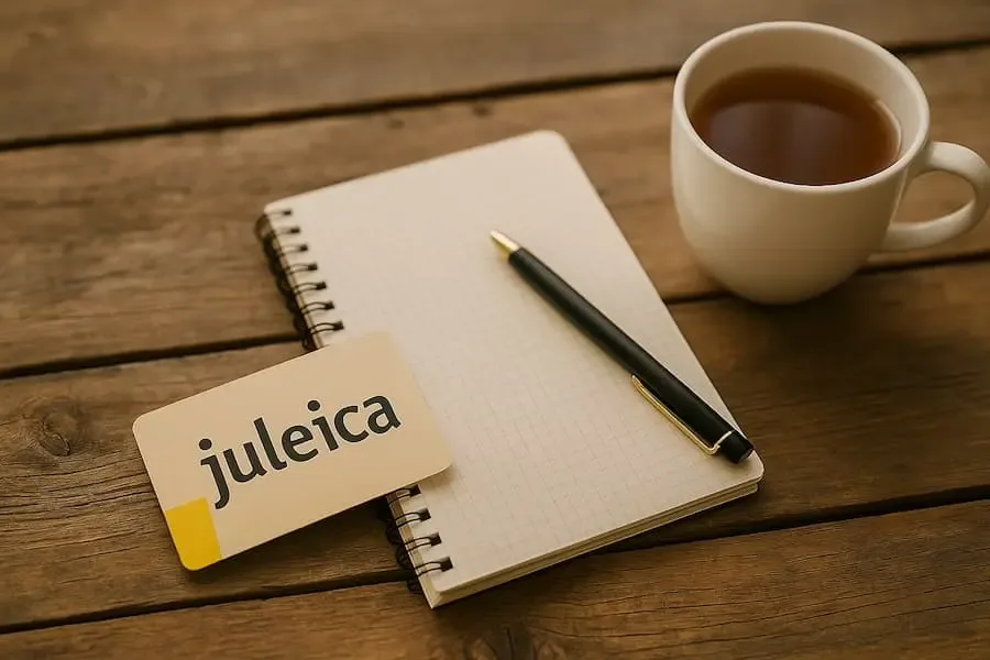 Juleica-Karte mit Notizblock, Stift und Teetasse auf Holztisch – Symbolfoto für Juleica-Seminare und Fortbildungen für Jugendleiter in Schweinfurt.