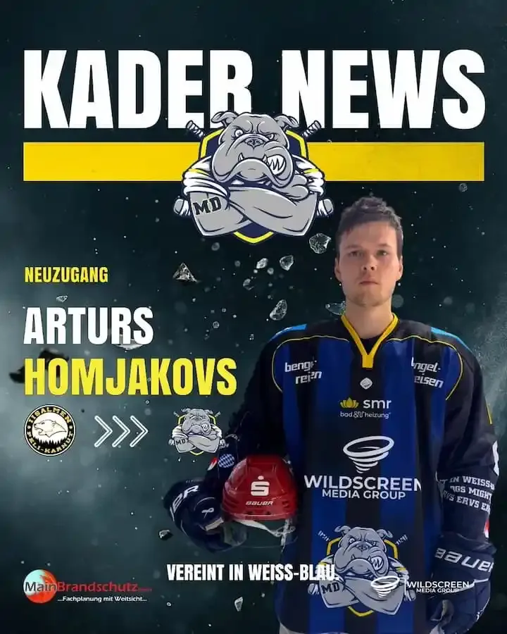 Arturs Homjakovs im Trikot der Mighty Dogs Schweinfurt bei der Vorstellung als Neuzugang