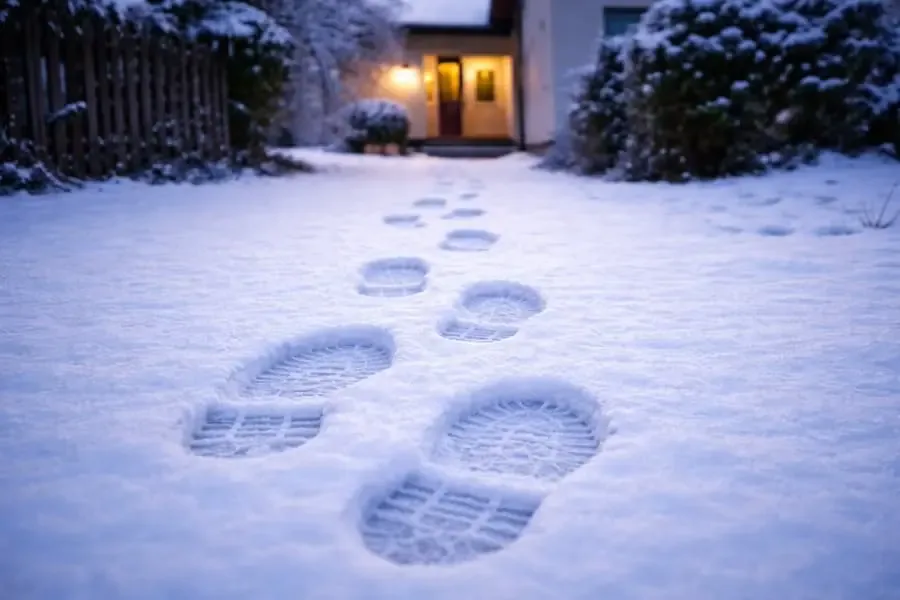 Frische Schuhspuren im Schnee führen nach einer Taxiflucht in Euerdorf direkt zur Täteradresse