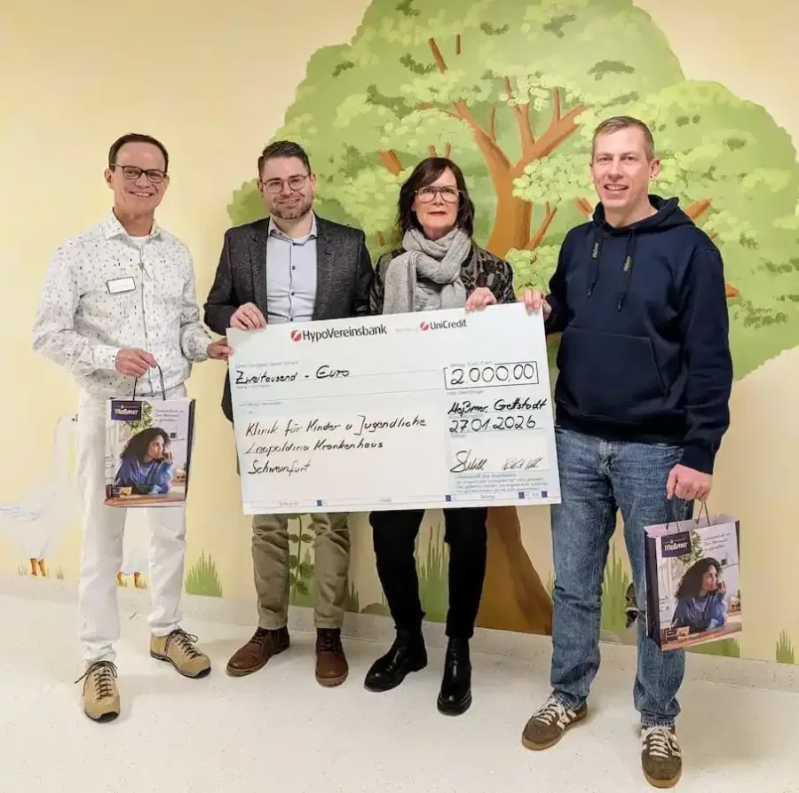 Spendenübergabe von Kräuterhaus Wild an die Kinderklinik im Leopoldina-Krankenhaus Schweinfurt