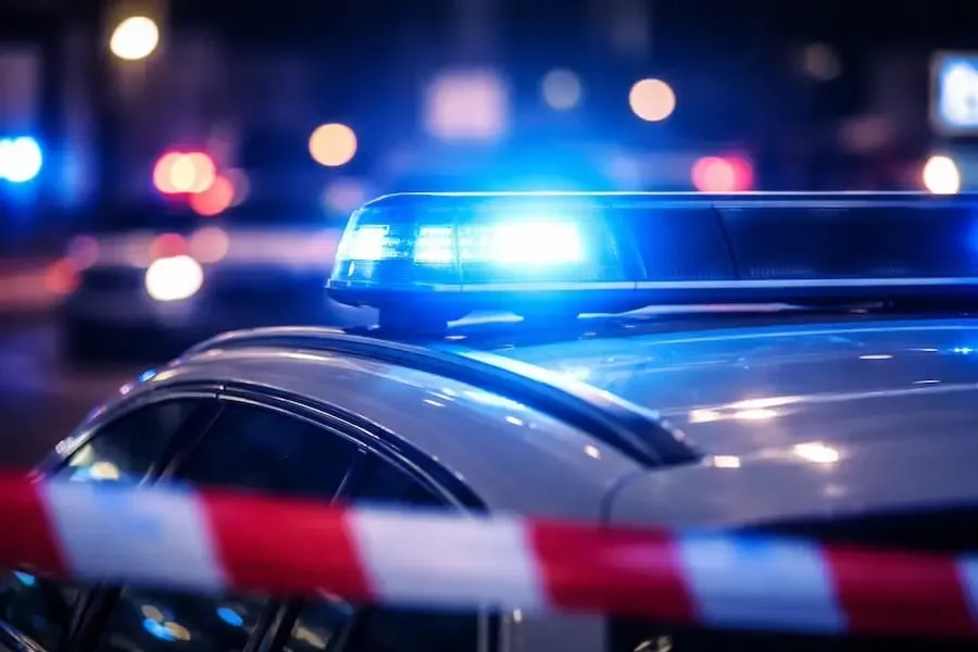 Symbolbild Blaulicht der Polizei bei einem Einsatz in der Nacht (Schweinfurt)