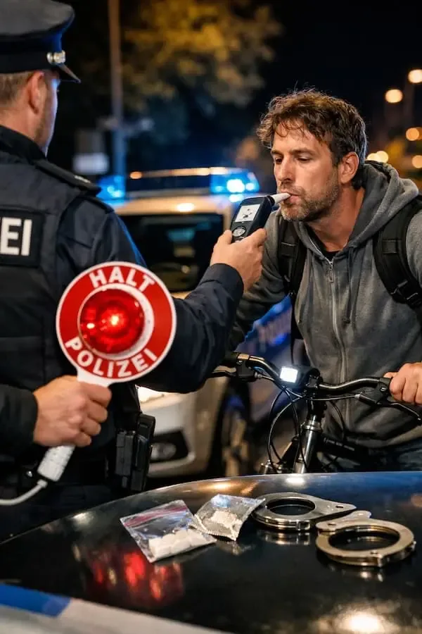 Polizei kontrolliert alkoholisierten Radfahrer in Bad Kissingen – Atemalkoholtest nach Fahrt in Schlangenlinien