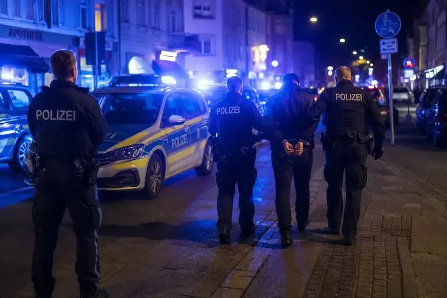 Polizeieinsatz in Schweinfurt: Beamte nehmen einen per Haftbefehl gesuchten Mann nach einer Störung einer Polizeikontrolle fest.
