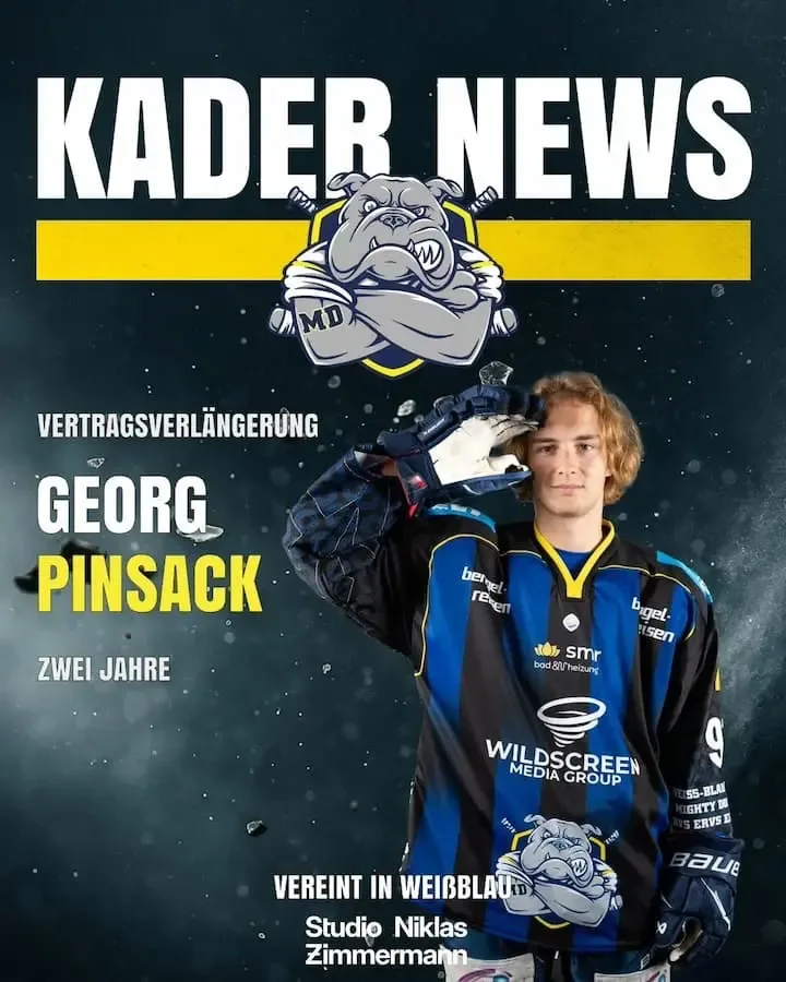 Georg Pinsack im Trikot der Mighty Dogs nach seiner Vertragsverlängerung bis 2028.