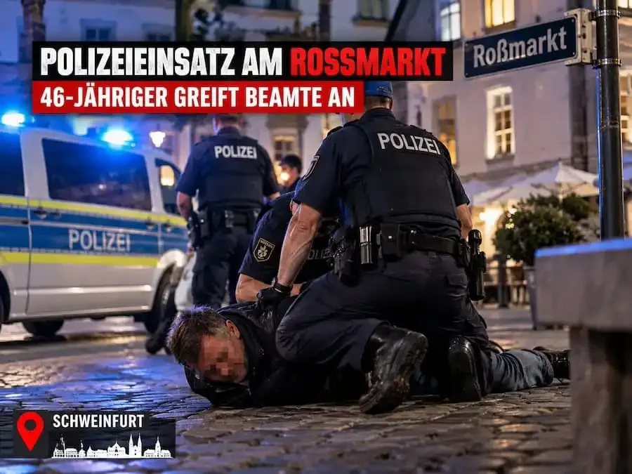 Polizeieinsatz am Roßmarkt in Schweinfurt nach Widerstand eines 46-Jährigen gegen Beamte