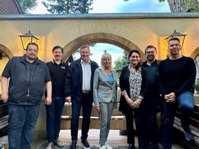 Bild von links: Saal Johannes, Kai Vedder, Pfister Dieter (MU Kreisvorsitzender SW-Stadt), Jutta Leitherer ( MU Bezirksvorsitzende), Pfister Gudrun, Schärringer Josef, Schulte Oliver Foto von Schulte Oliver