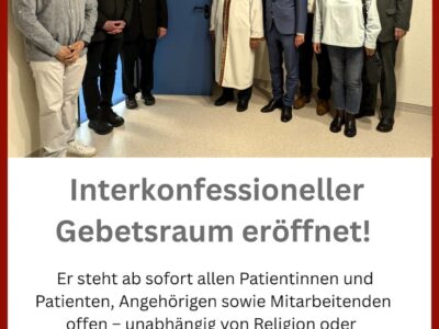 Gemeinsam mit Vertretern der Geistlichkeit und des Integrationsbeirates wurde der „Raum der Stille“ im 8. Obergeschoss von Oberbürgermeister Sebastian Remelé und Leopoldina-Geschäftsführer Jürgen Winter seiner Nutzung übergeben. Foto: Julia Schüler