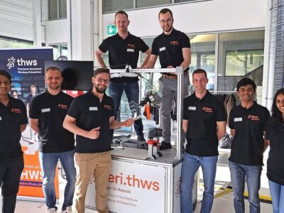 Das CERI-Team der THWS (v. li.): Nithish Swamy, Niklas Erhart, Philipp Kranz, Gerald Barthelmes, Tom Leyh, Dominik Reiß, Bharath Vijayanagaram, Smitha Bellavi (Foto: Albert Groz)
