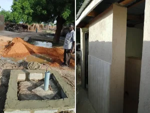 Der Bau neuer Sanitäranlagen war Teil eines Nachhaltigkeitsprojektes im Rahmen der Rainforest Alliance Zertifizierung von Hibiskus aus Nigeria. Foto: Sigrid Gamisch / Kräuter Mix GmbH