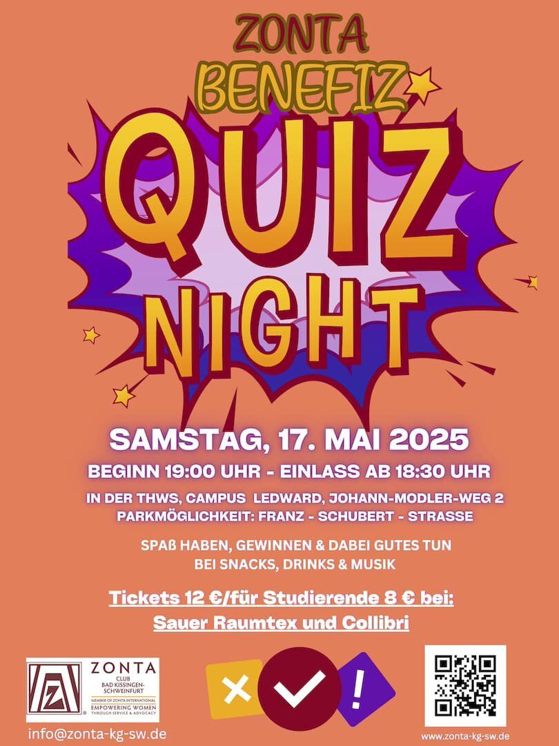 Neue Benefizveranstaltung des Zonta Clubs Bad Kissingen-Schweinfurt in der THWS am 17. Mai 2025 – Erlös kommt lokalen Projekten zugute – Es gibt noch Eintrittskarten!
