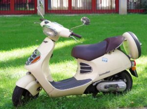 motorroler-stehtauf einer-wiese